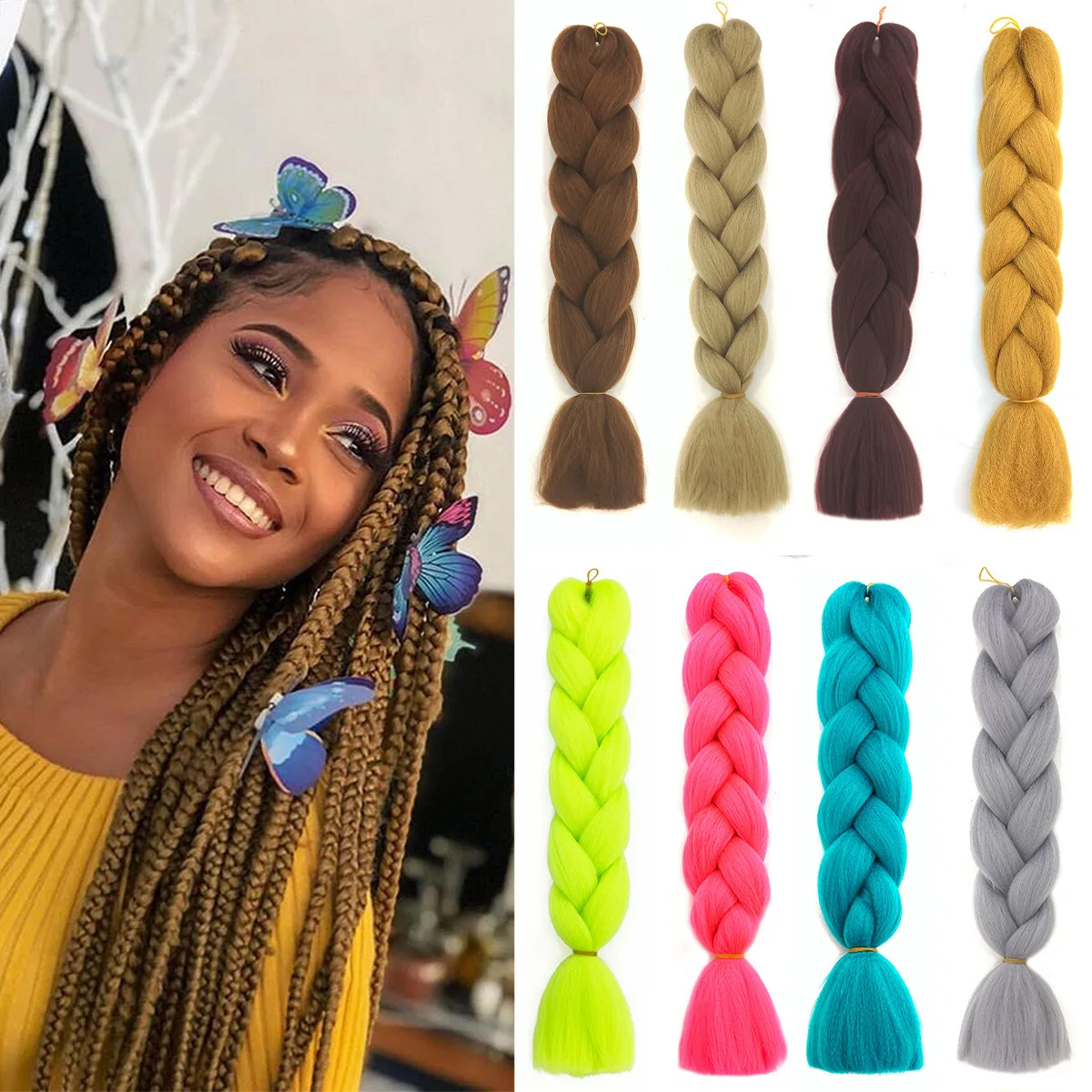 24 Inch Jumbo Braids Extensions Synthetic Braiding Hair Afro Ombre Color kanekalon Hair for Children Braid