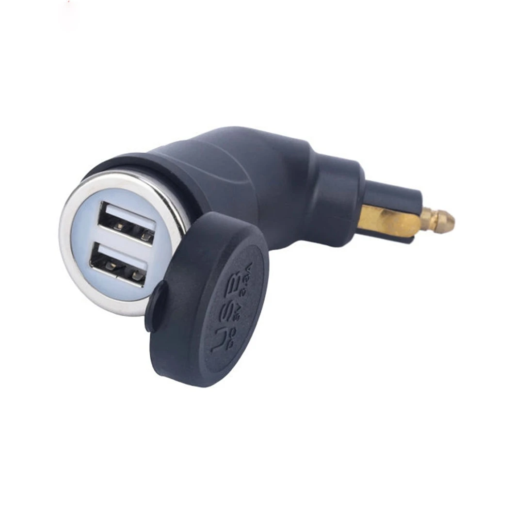High Quality Waterproof 12V-24V Dual Ports USB Motorcycle Elbow Power Charger Socket with LED Colorful Lamp