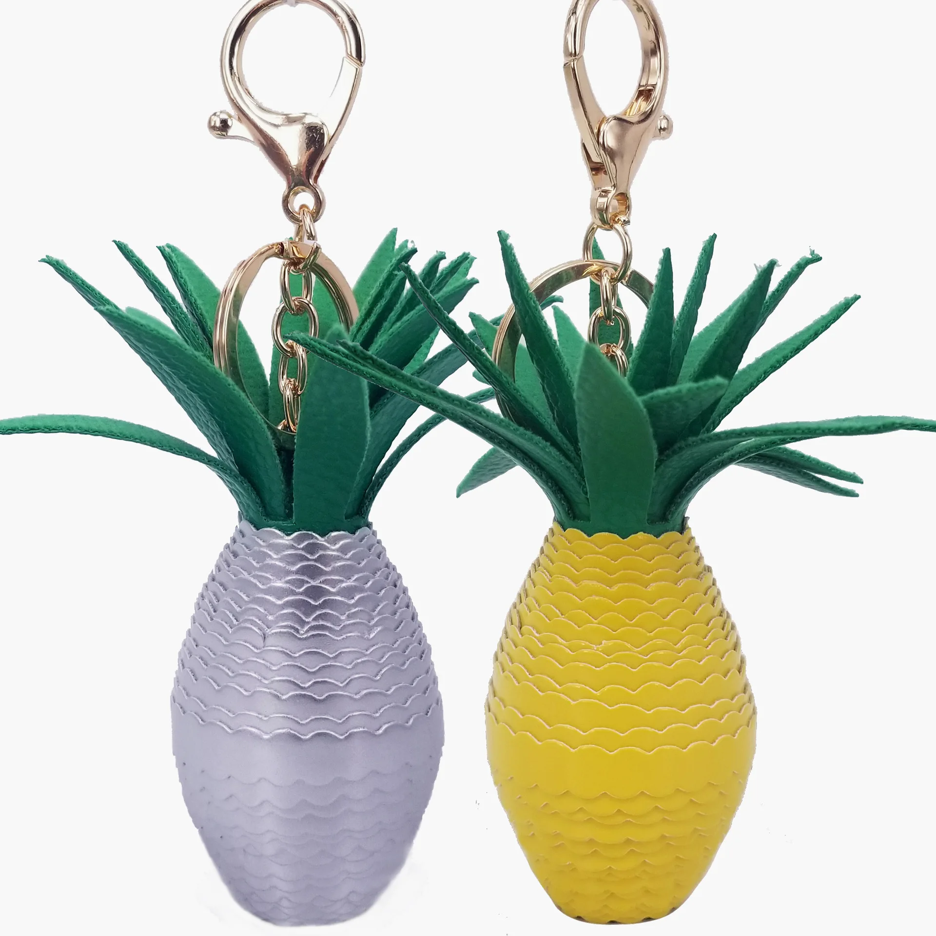 Custom PU Leather Pineapple Key ring Pendant 3D Small Bag charm Car Keychain