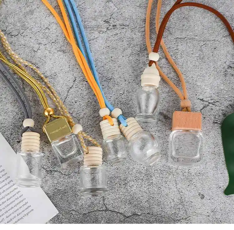 2022 Empty 8ml Car perfume Air Freshener Bottle Glass Screen Printing auto perfume Custom Cork Wooden Customized free sample