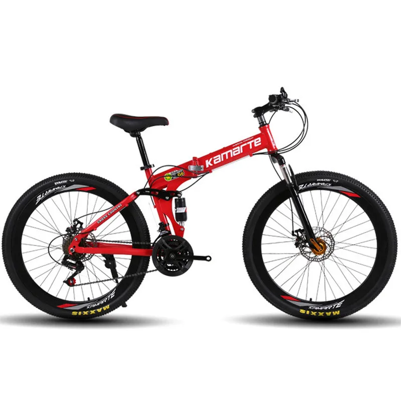 
20/24/26 Inch Carbon Steel Frame Folding Bikes 21 Speed Variable Speed Bicycle Double Disc Brakes Mountain Bike 