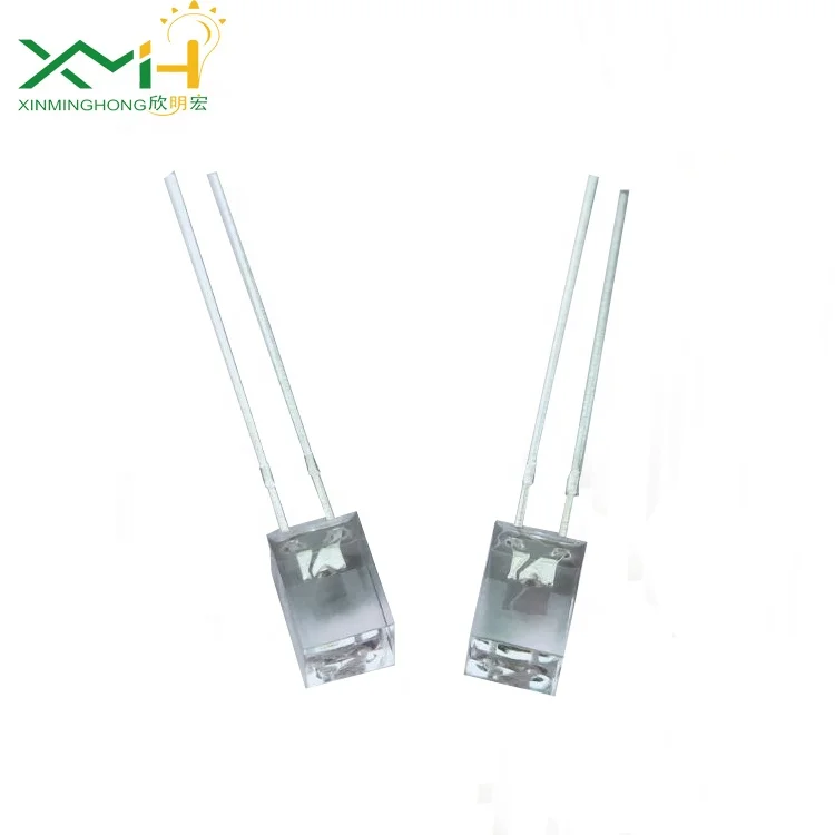 Rectangular LED diode 5x5x7mm with transparent lens, through hole, blue 465-470nm DIP LED