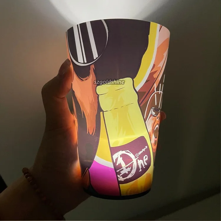 12oz/14oz/16oz Led Flashing Cups Thermal Transfer Printing Customized Logo Liquid Activated Drinking Glow Cup Red Bull Cup