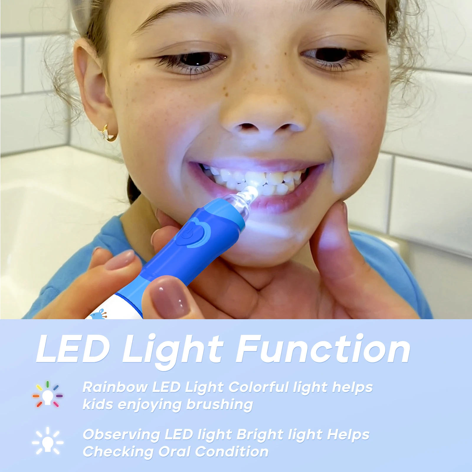 SEAGO SG977 LED Light 4 Modes Oral Whitening Care 8 Soft Brush Heads Smart Timer Age 3+ Kids Child Sonic Electric Toothbrush