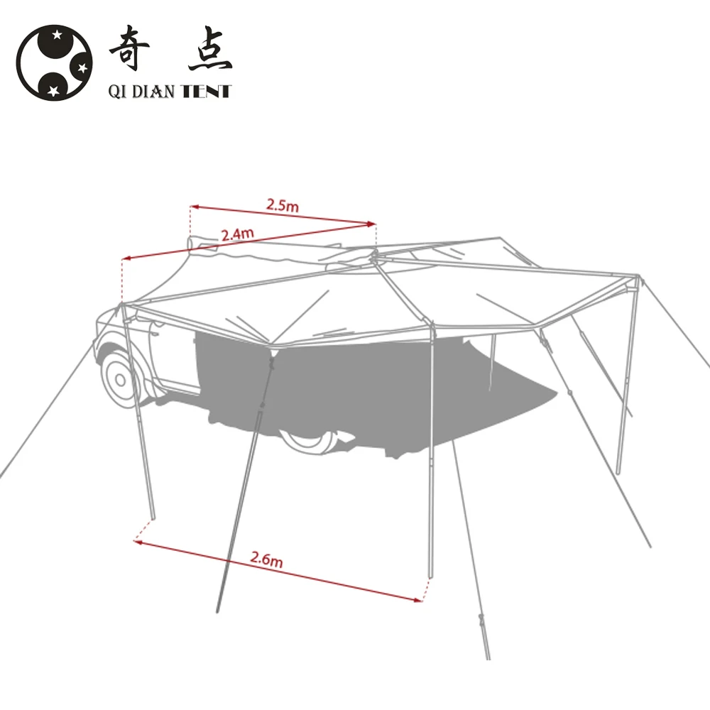 Family Camping Caravan Tent Awning Factory Directly 270 Degree Truck Awning for Cars