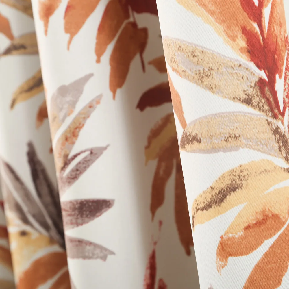 Printed blackout grommet curtain hot orange botanic tropical bahamas leaf ready made room-darkening curtains for living room