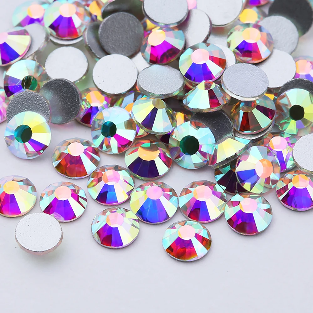 QIAO SS6 Bling Plated AB Crystal Flat Back 3D Non Hot DIY Nail Art Clothing embellishments Rhinestones