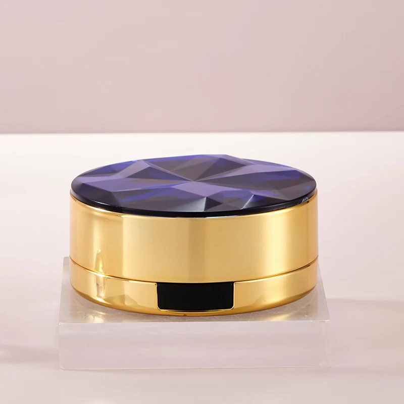 Cosmetic High Quality Round Gold Shiny Custom Logo Empty BB Cream Air Cushion Box Foundation Compact Case Container