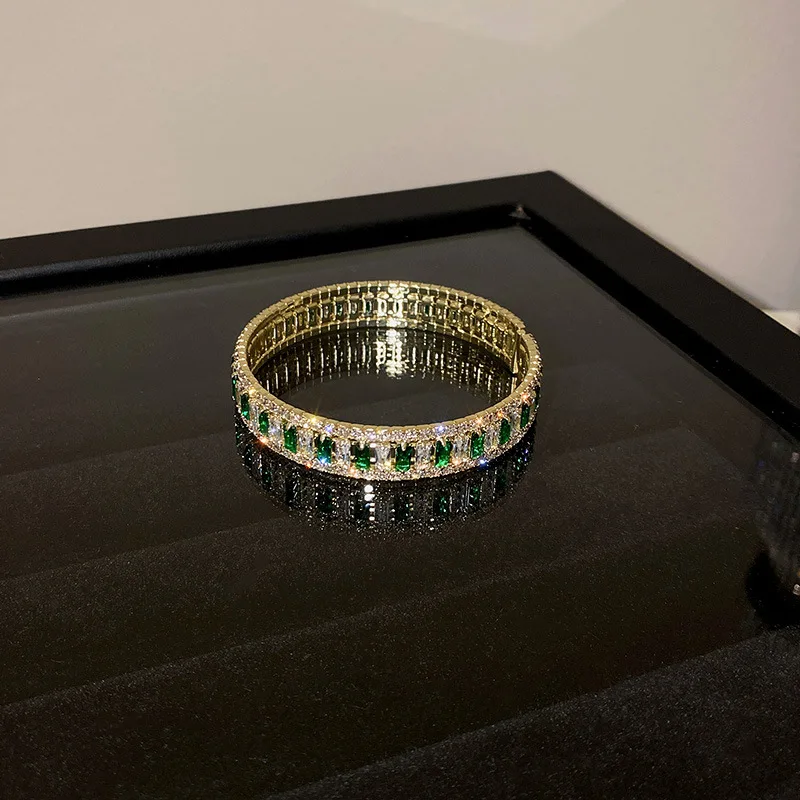 Luxury Charms Adjustable Chain Bulk Diamond Shine Gold Crystal Cuff Bracelet Bangle