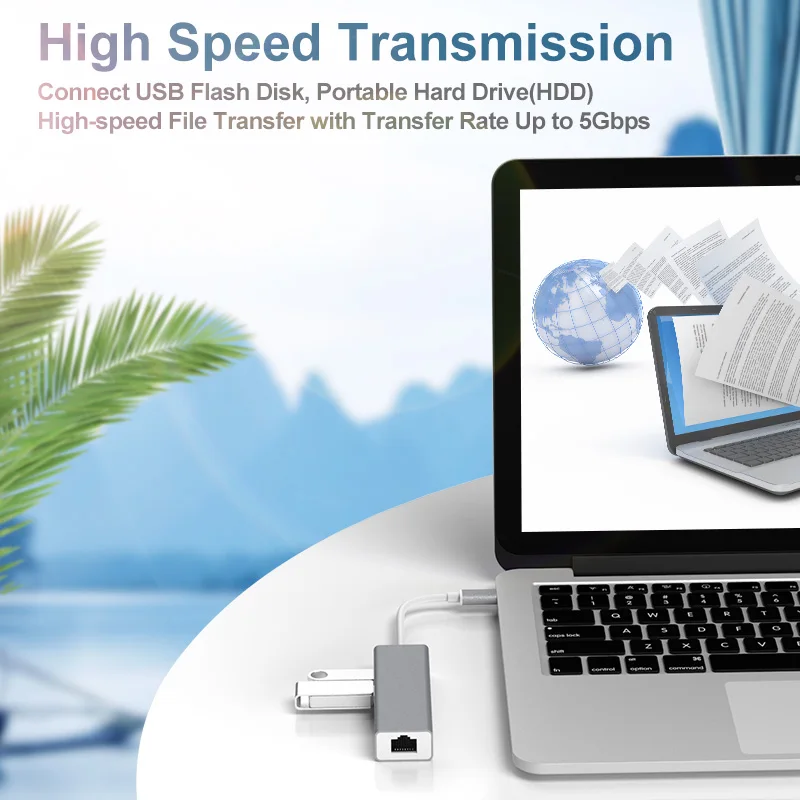  Type-C USB концентратор 100 Мбит/с Ethernet Lan Plug and play Hub 4 в 1 Многофункциональный порт док-станции
