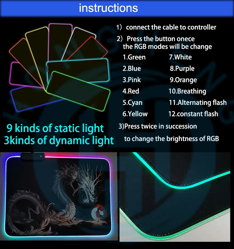 3d extended large custom mous padgaming rgb mouse pads