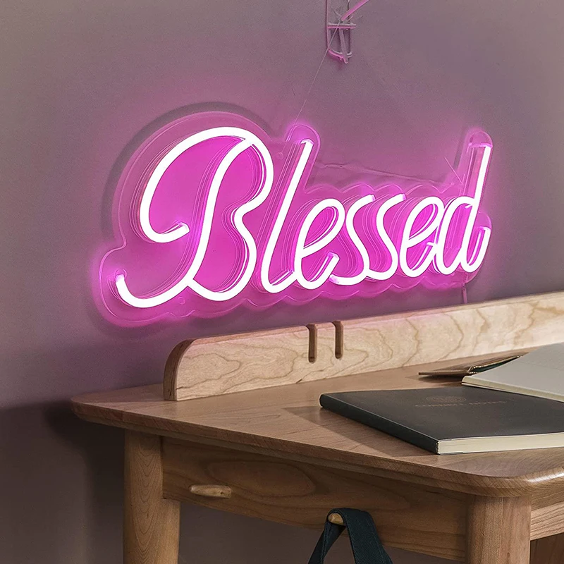 manufacturer Fast delivery neon Blessed letter custom Acrylic neon for wedding bedroom decoration neon sign