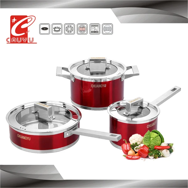 6Pcs Colorful Stainless Steel Cooking Pots Set Juego De Olla Acero De Inoxidable