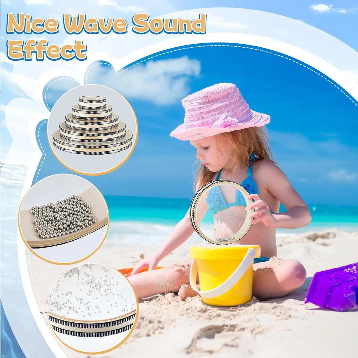 Wholesale Wooden Natural Hand Drum 10 Inch Ocean Drum Music Instruments Drums