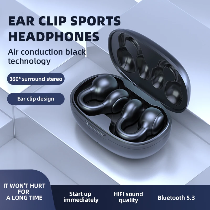 2023 New Arrivals Bluetooth Wireless Clip on Earphone Sport Ear Hook Headset in-ear headphones