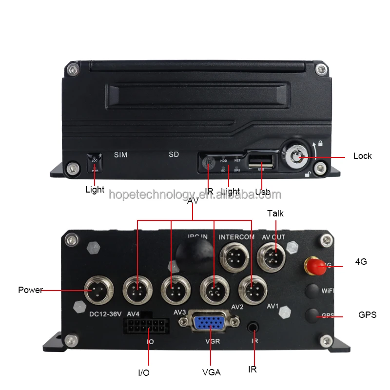 Loop Recording Waterproof Mini 720P 1080P Truck Camera HDD 2TB 4CH GPS 4G Mobile DVR