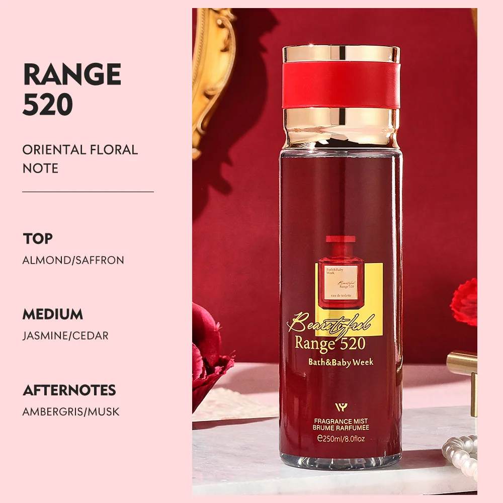 8 Styles 250ML Body Perfume Women Arab Custom Logo Original Dubai Long Lasting Time Smell Arabic Perfume Mist Spray