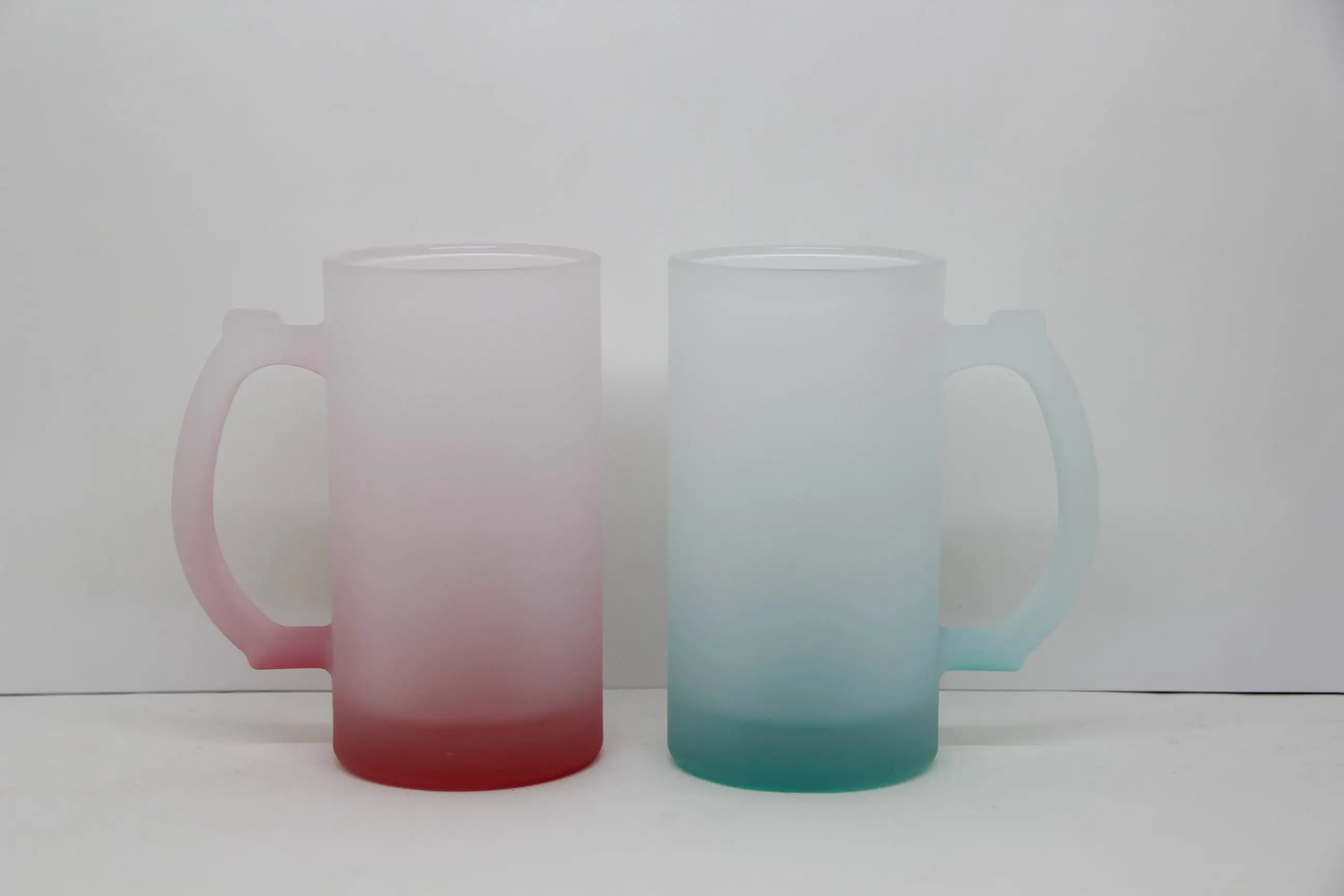 Blank Sublimation Glass Mugs With Handle, 16oz Large Beer Glasses For Freezer