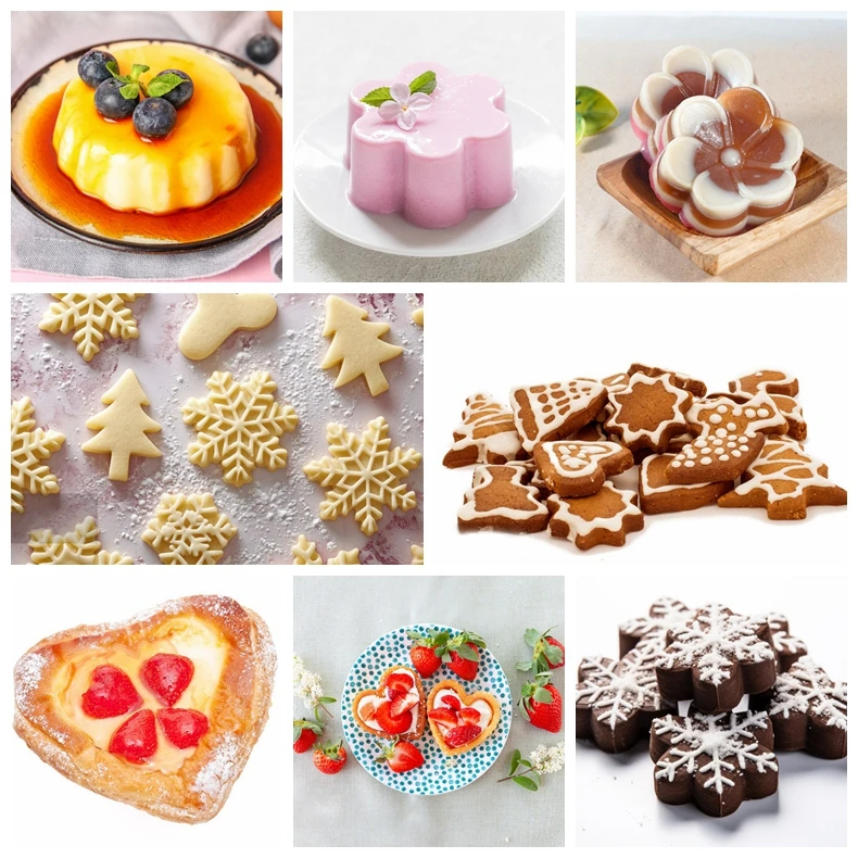 stainless steel cookie mold cutter set of 8 pcs pudding mousse cake tools mould curve edge heart round snowflake flower