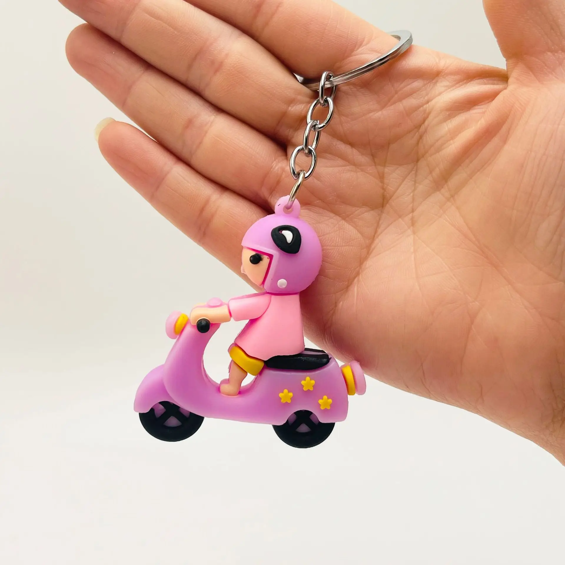 Cute Cartoon 3d Soft Rubber Car Keyring Bag Pendant Wholesale,motorbike car pvc keychain toy key tag student gift