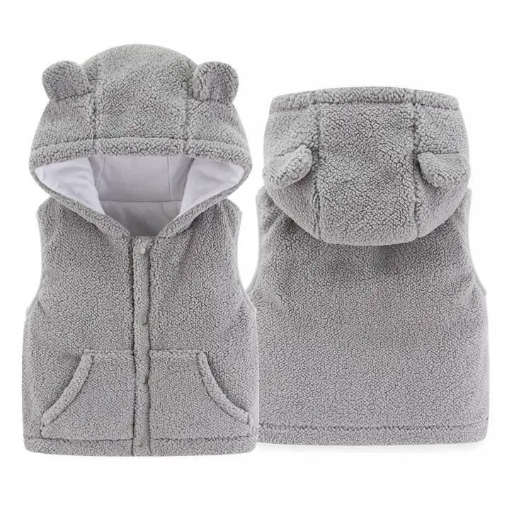Warm Baby Vest Jacket Kid Cartoon Jacket Thicken Sleeveless Hooded Baby Vests Waistcoats Out Wear Winter Toddler Clothing Coats
