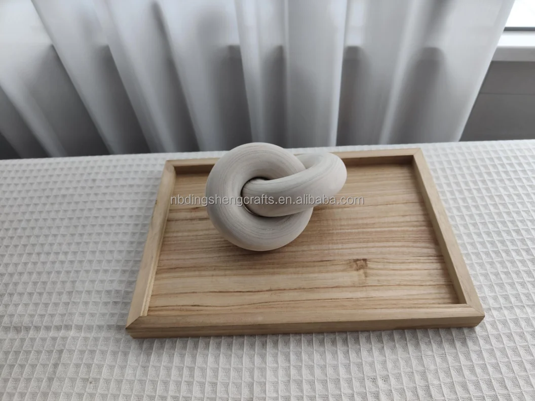 Wood Chain Link Decor Bead Garland Set Rustic Wood Bead Link Hand Carved Wooden Wall Decor knot/ chain