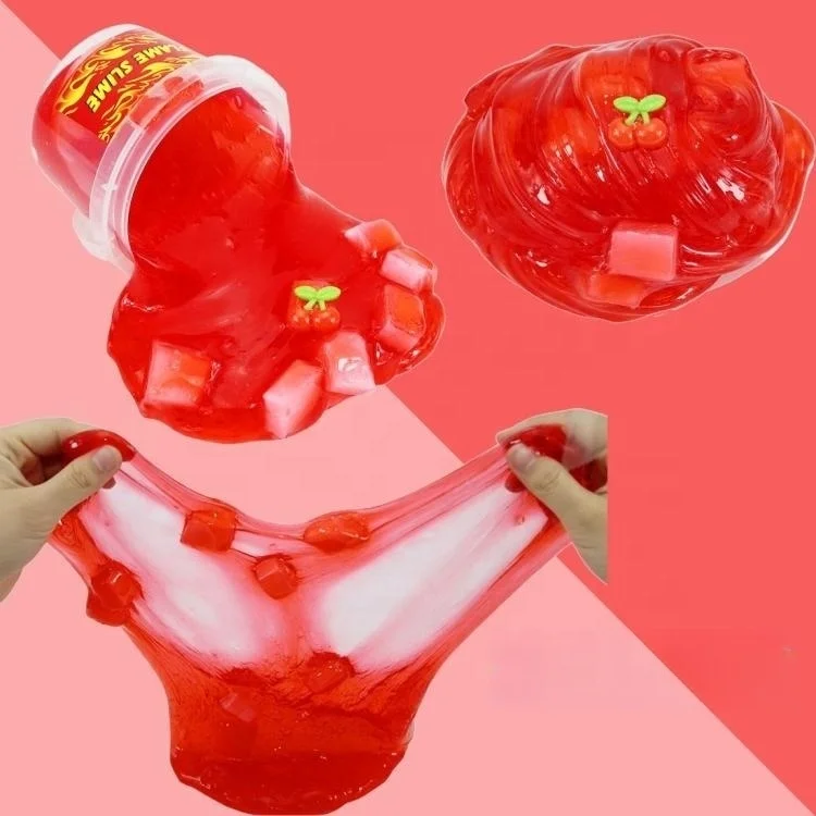 DIY Colored Clay Crystal Clay Set Decompression Toy Toys For Children Cherry  fluffy slime