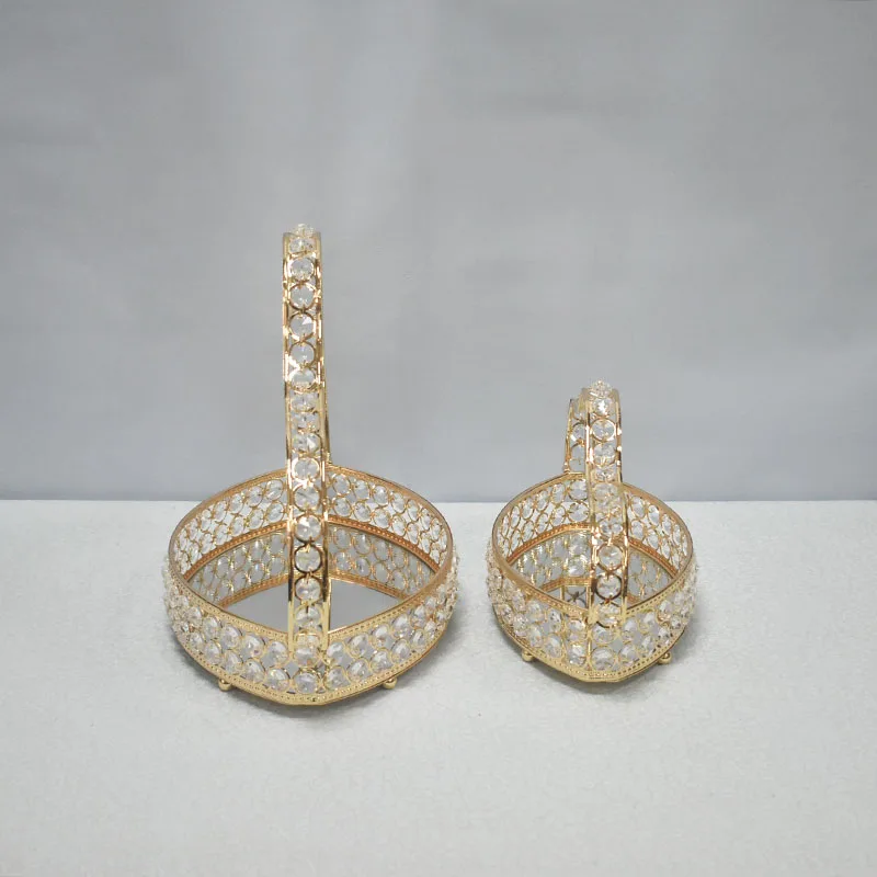 vegetable rack kitchen fruit storage basket luxury Creative metal jewelry tray  decorate glass tray