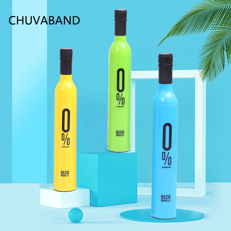 CHUVABAND 21 Inch 8K Promotional Cheap Price Colorful Wine Bottle Folding Umbrella Custom Logo Price Water Bottle Umbrella