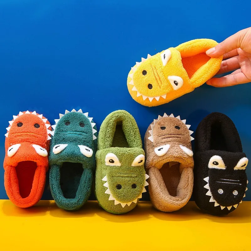 High Quality Cute Cotton Shoes Flat Winter Warm Wool Cotton Slippers Soft Sole Casual Shoes Non-slip Slides for Boys Girls