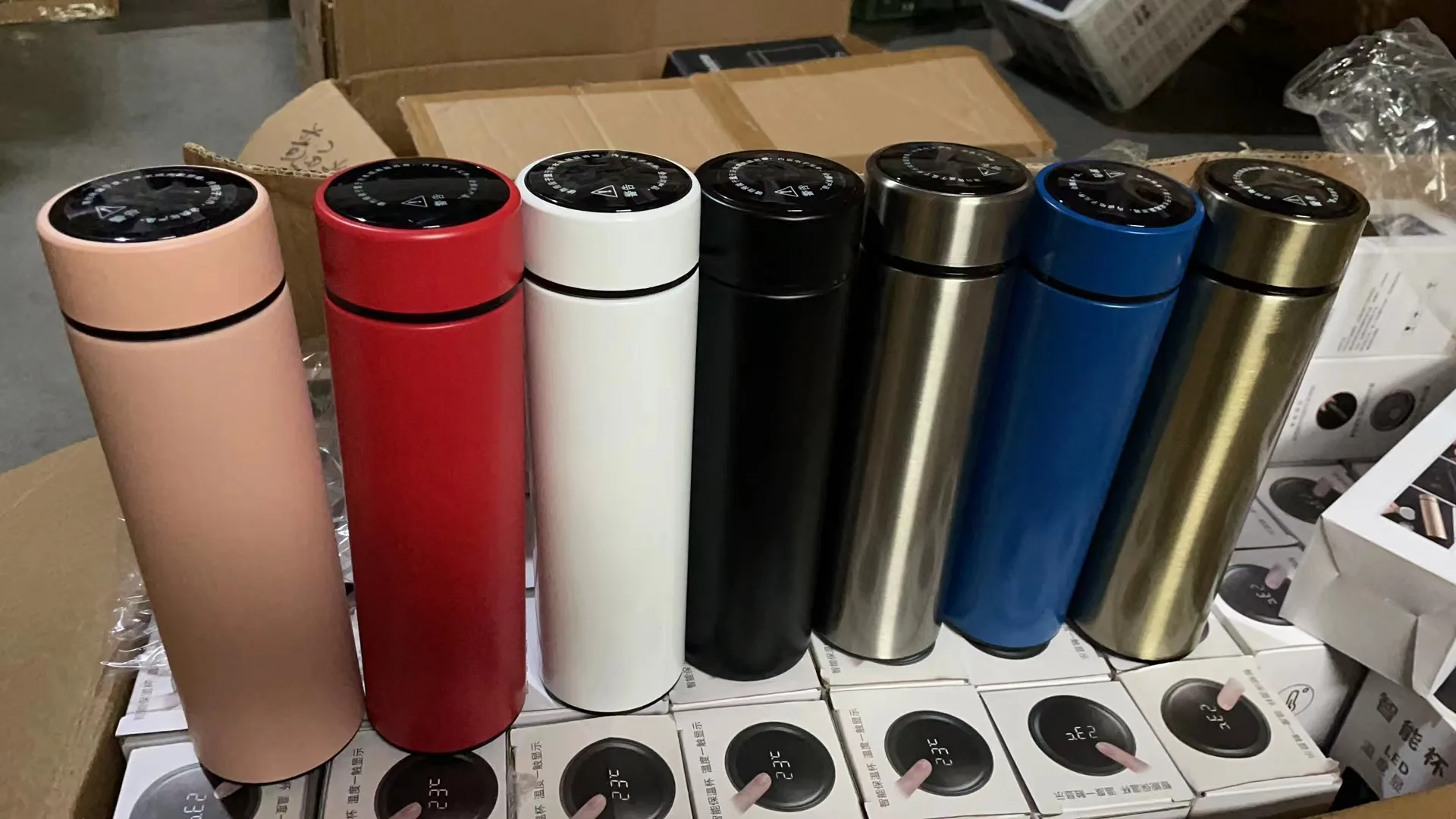 LED temperature display thermal vacuum flasks thermos cup stainless steel led smart water bottle with tea infuser