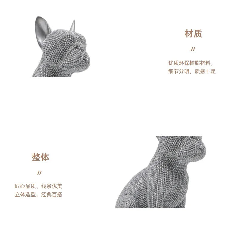 Nordic Modern 3D Resin Dog Ornaments Advanced Sense Creative Sitting Posture Luxury Light Home Decor Living Room Desktop 3D