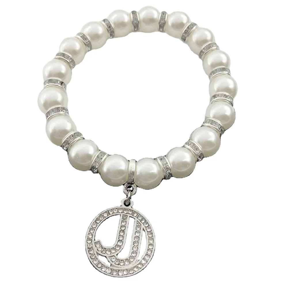 Wholesale Handmade Greek Sorority Style New Fashion Jack and Jill of White Pearl Pendant Bracelets Lady Jewelry