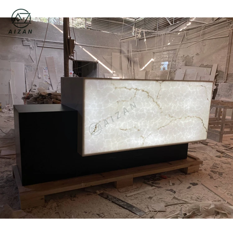 Модный полупрозрачный мраморный камень со светодиодной подсветкой стойка для вина бара напитков ночного клуба мебель ресторана стол на заказ