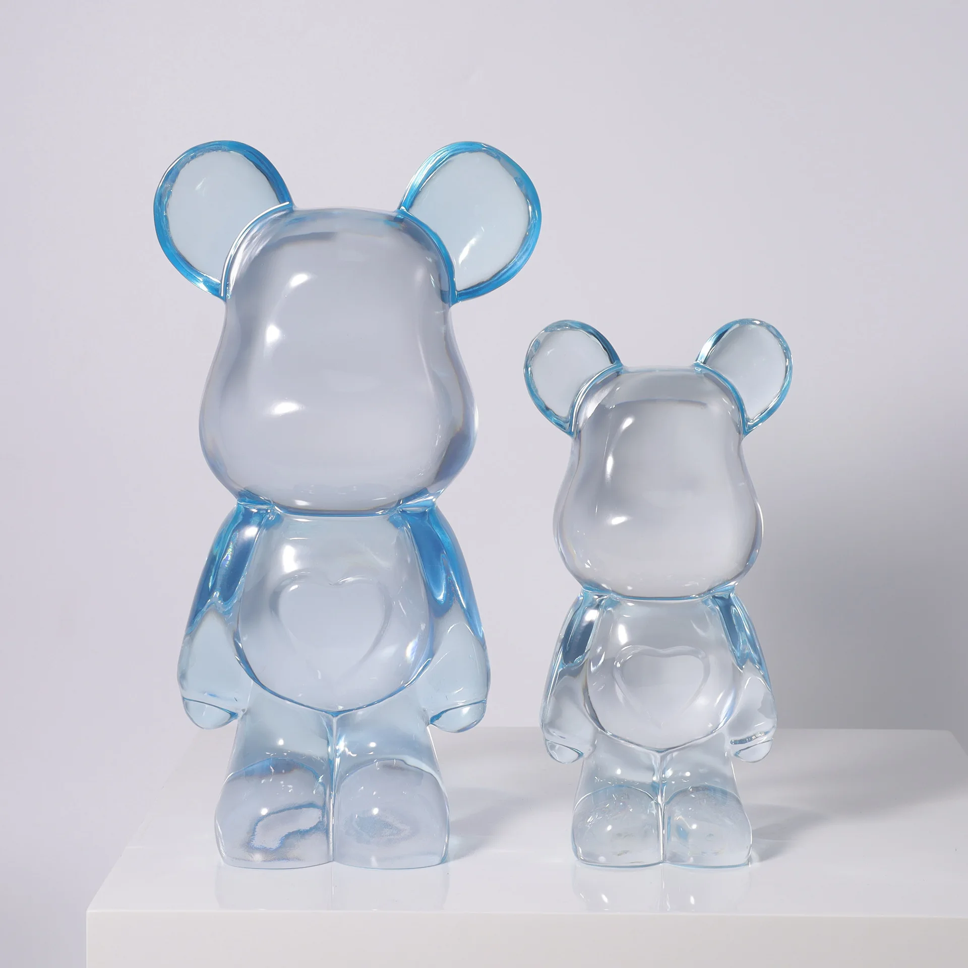 Small Transparent Violent Bear Statue Pair Creative Birthday Gift Multi Color Resin Sculpture