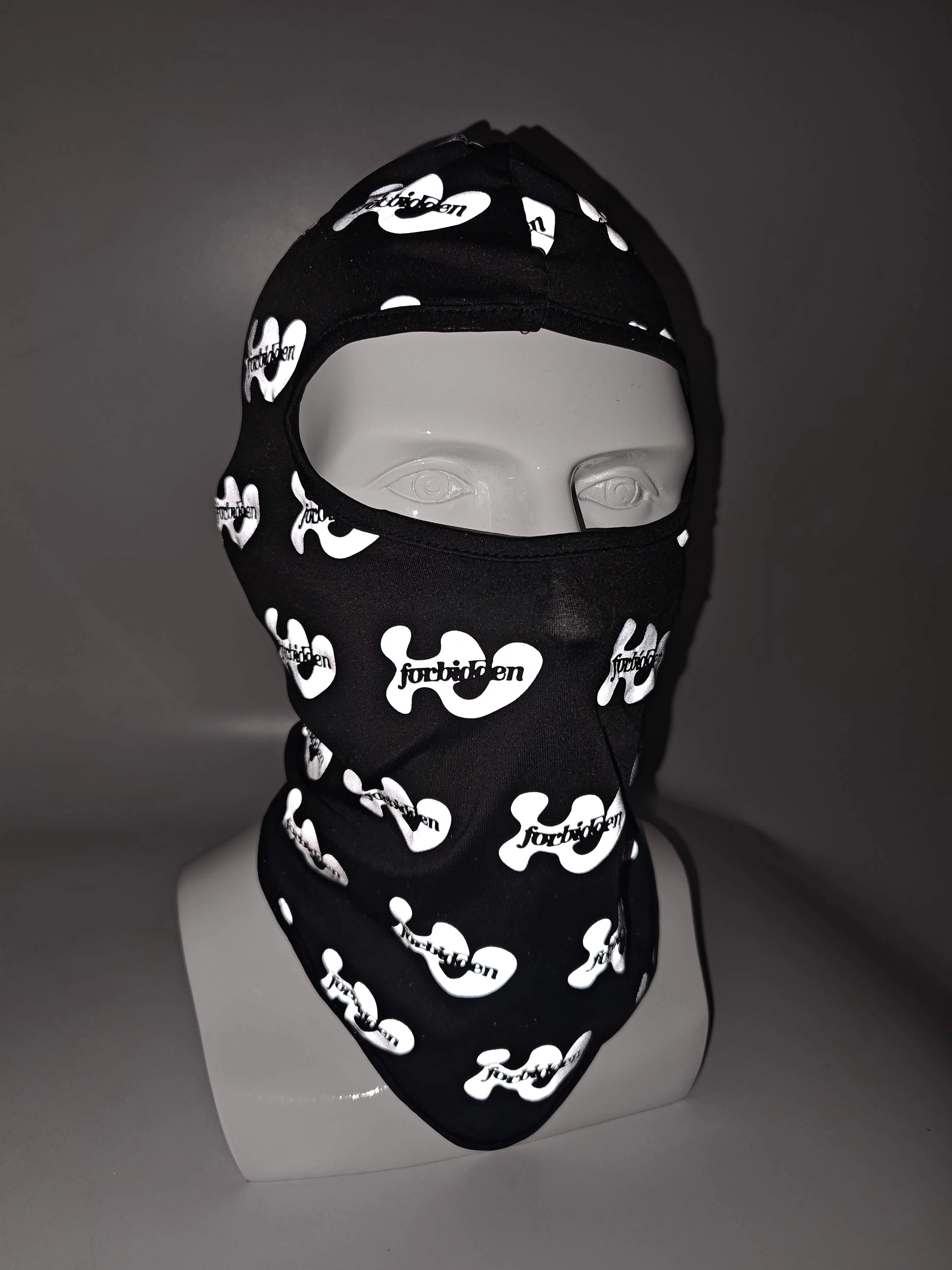 custom full over reflective logo ski mask full face black custom designed balaclava
