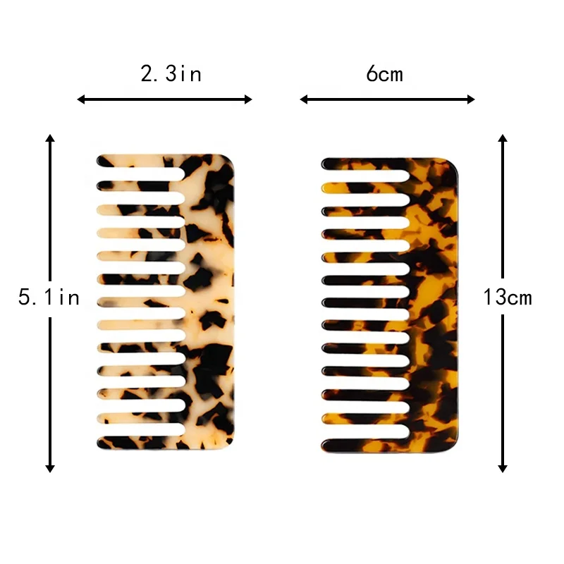 Антистатическая расческа для волос из уксусной кислоты, портативная Расческа с леопардовой мраморной подушкой, пользовательская Расческа с широкими зубьями, расческа из целлюлозы и ацетата