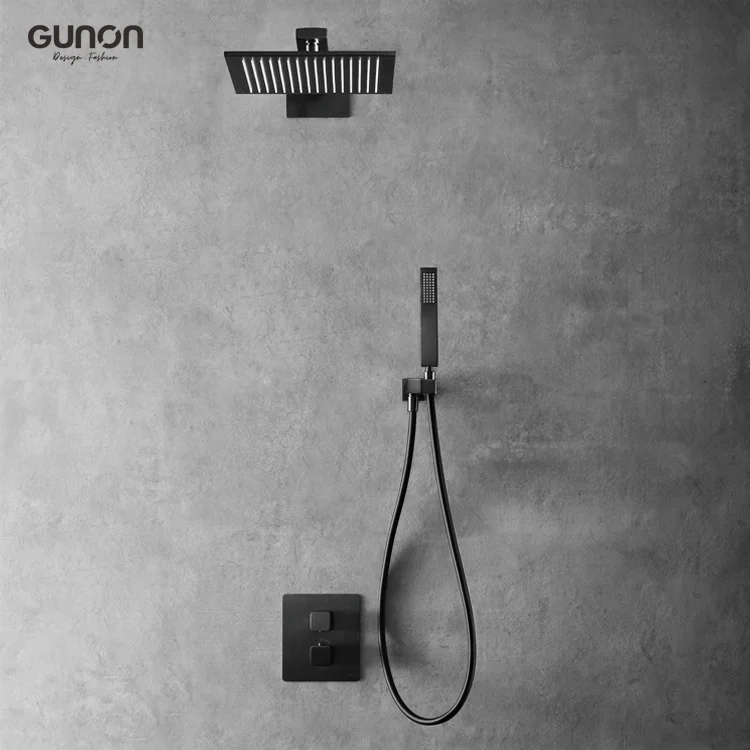 Bathroom faucets gunon popular gun metal grey shower rain shower kit