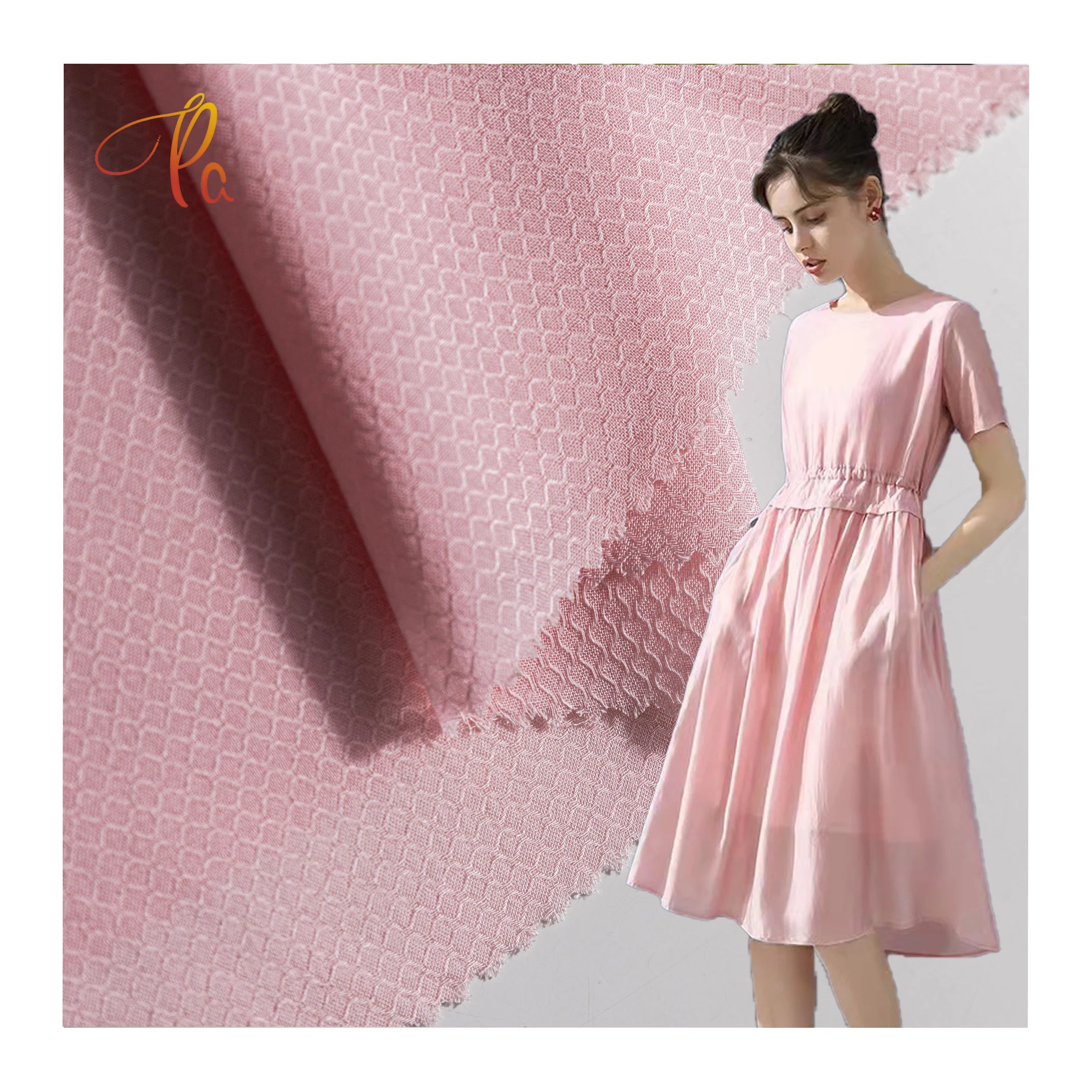 Индивидуальная модная вискоза 100% вискоза розовая жаккардовая ткань для юбки для девочек