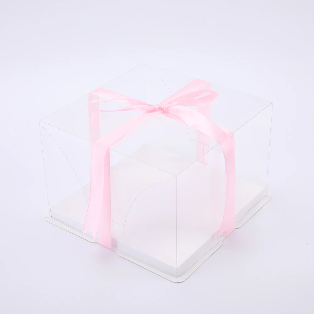 
KCCB 2020 transparent cake box Clear wedding Birthday party Square gift packaging boxes tall hard plastic box 