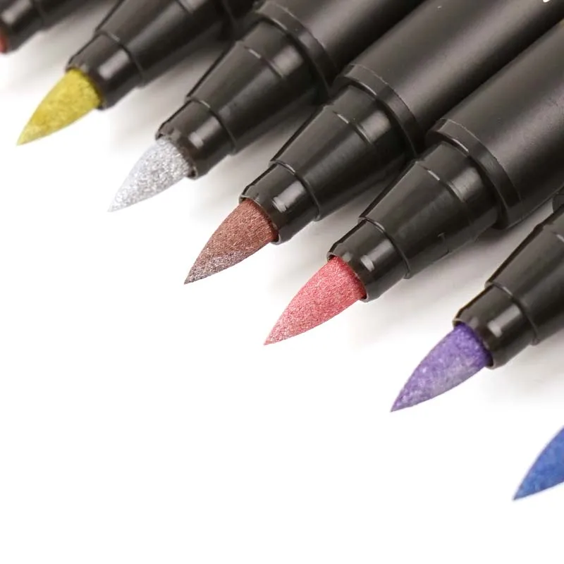 12 Color Acrylic Marker Professional Brush Tip Painting Non Toxic Markers
