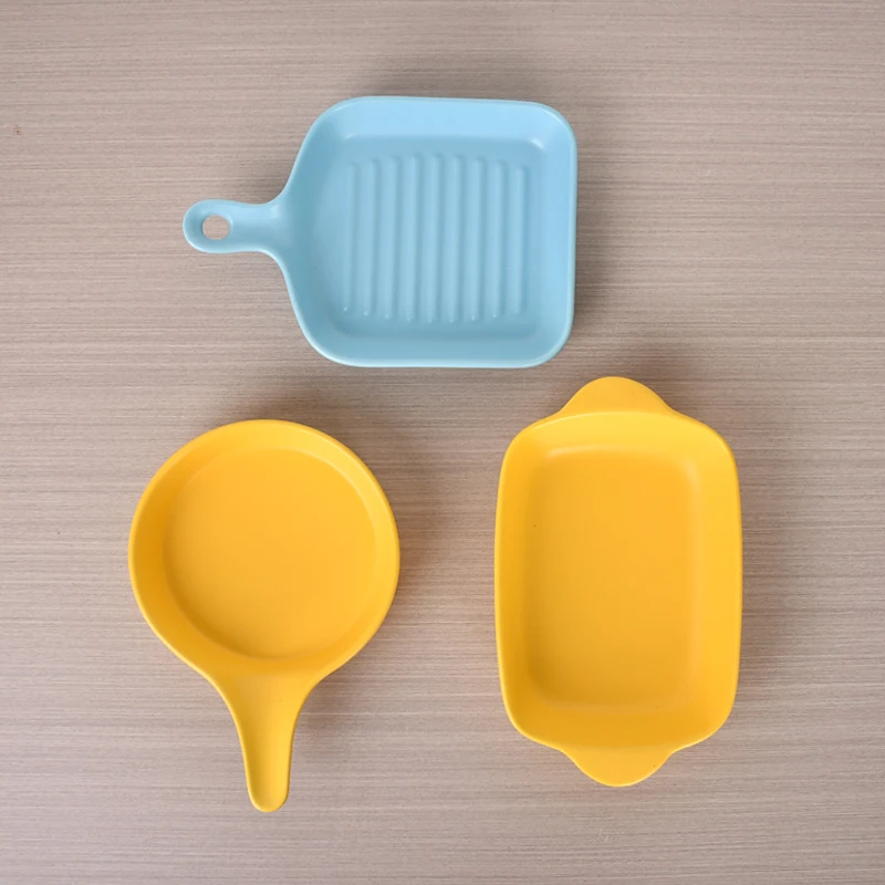 Ceramic Plate Table Bakeware Dinner Plates For Oven Cake Bread Baking Pan Porcelain Baking Dish Baking Tray with handle