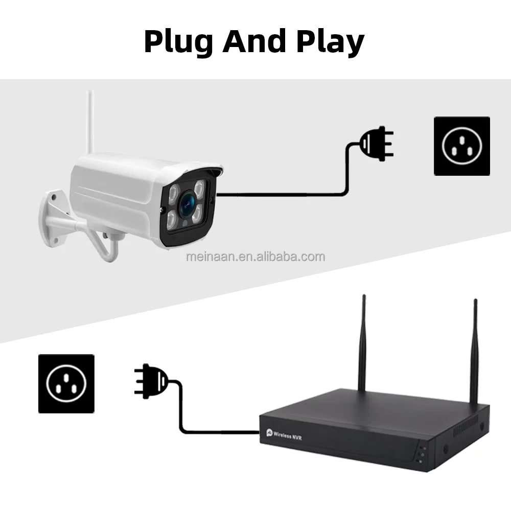 4CH 2MP Wireless WiFi NVR Surveillance Camera Set System Outdoor Kit Tuya Smartlife Wireless Security CCTV Camera System