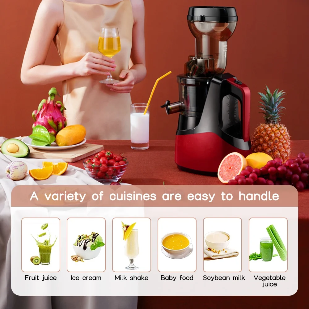 Heavy Duty Slow Juicer Extractor Machine Juice Masticating Vertical Commercial Juicers Fruit Extractors Easy Wash