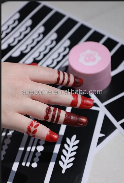 Mehndi finger dip henna stencil nail art stamp 10ml henna polish  wholesale or customize for wedding party wholesale henna