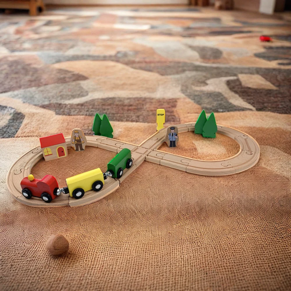 Educational Wooden Magnetic Train Set Slot Toy Railway Train Toys for Kids