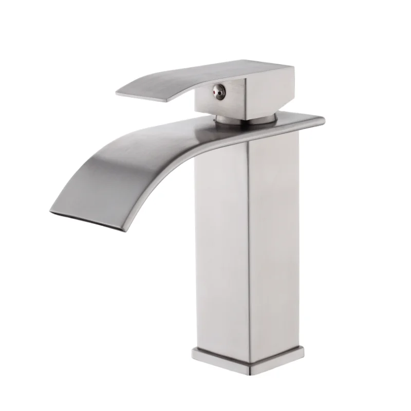 Wholesale chrome square stainless steel plating single hole hand wash basin sink bathroom waterfall water faucets mixers taps