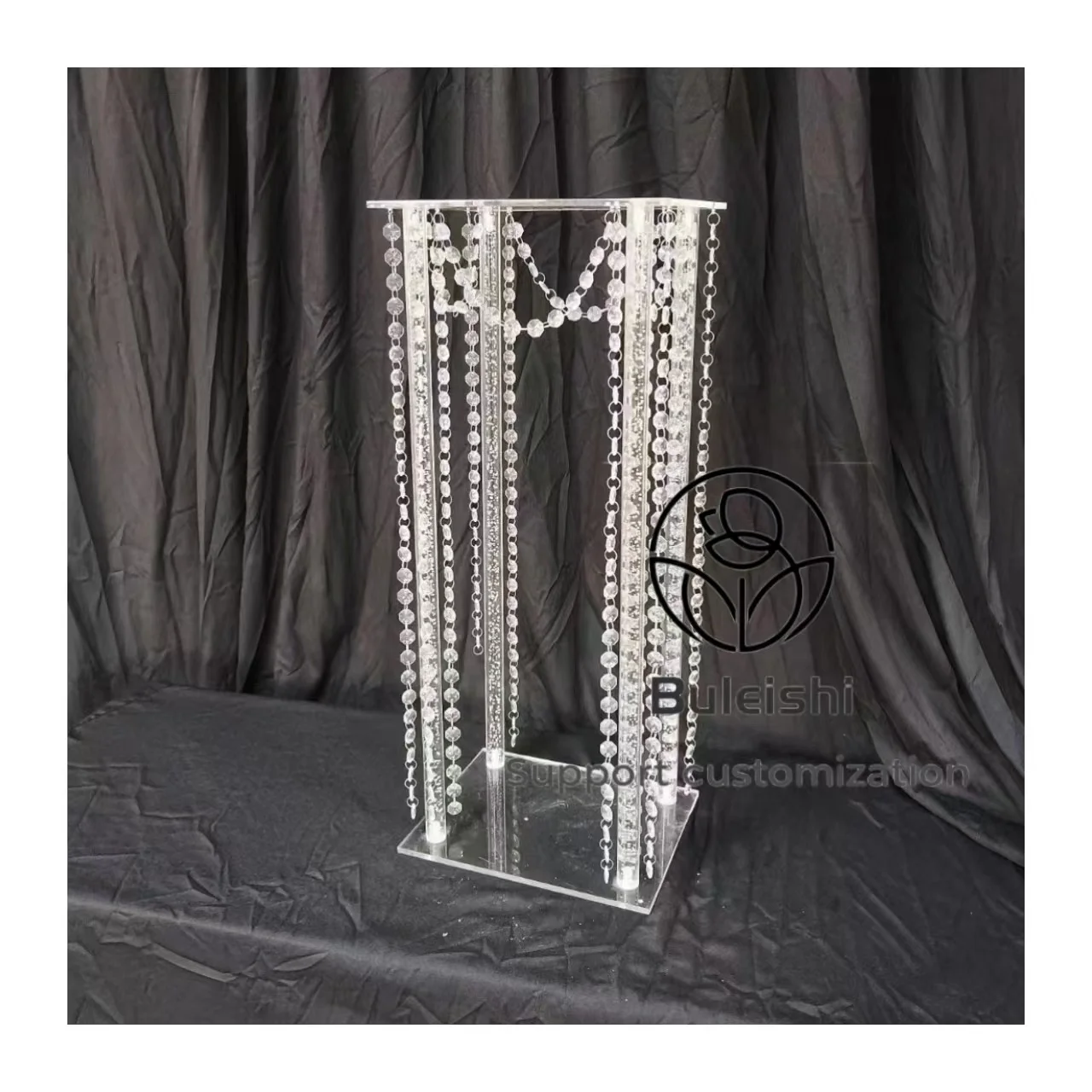 Clear Glass Flower Vase  Crystal Acrylic Flower Pillar Stand for Wedding Centerpieces Aisle Road Lead Decoration