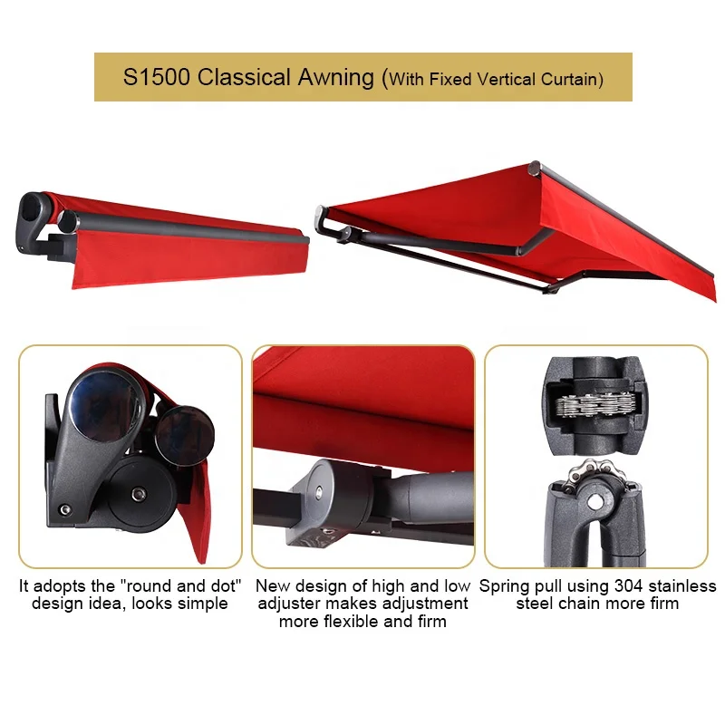 Awning waterproof patio roof side commercial restaurant window automatic motorized electric retractable canopy awning outdoor