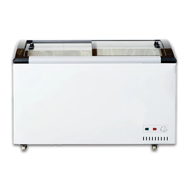 Good Quality Display Mini Deep Led Lights Refrigerator Curved Sliding Door Ice Cream Showcase Freezer